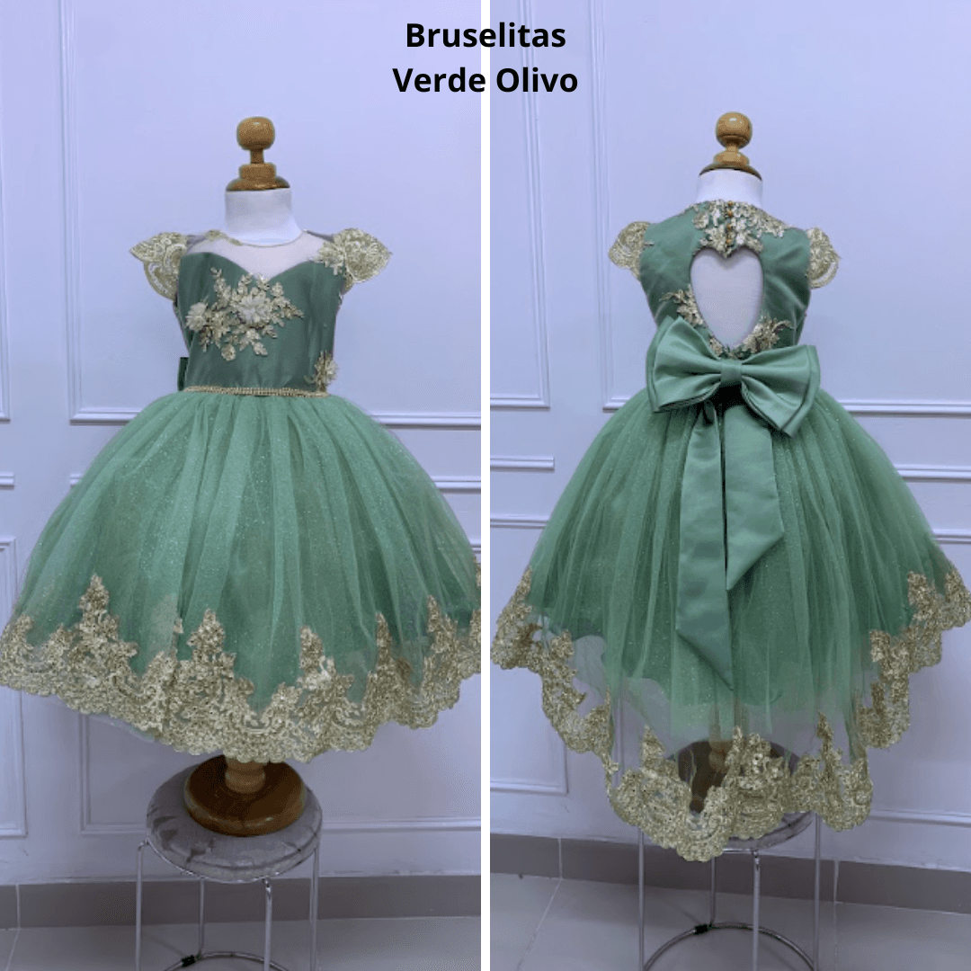 Vestido Bruselitas Verde Olivo (Tallas 10-16)