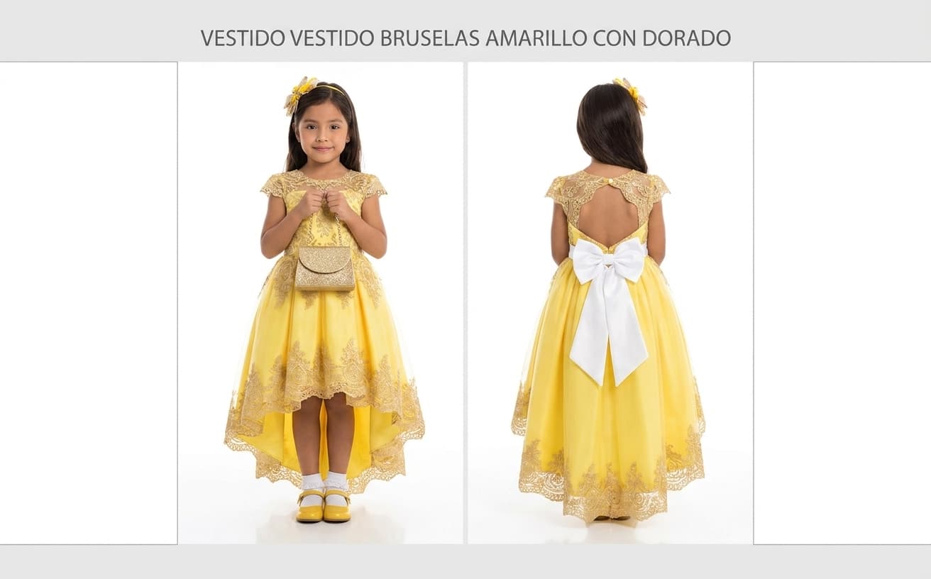 Vestido Bruselas Amarillo con Dorado — 2,4,6,8