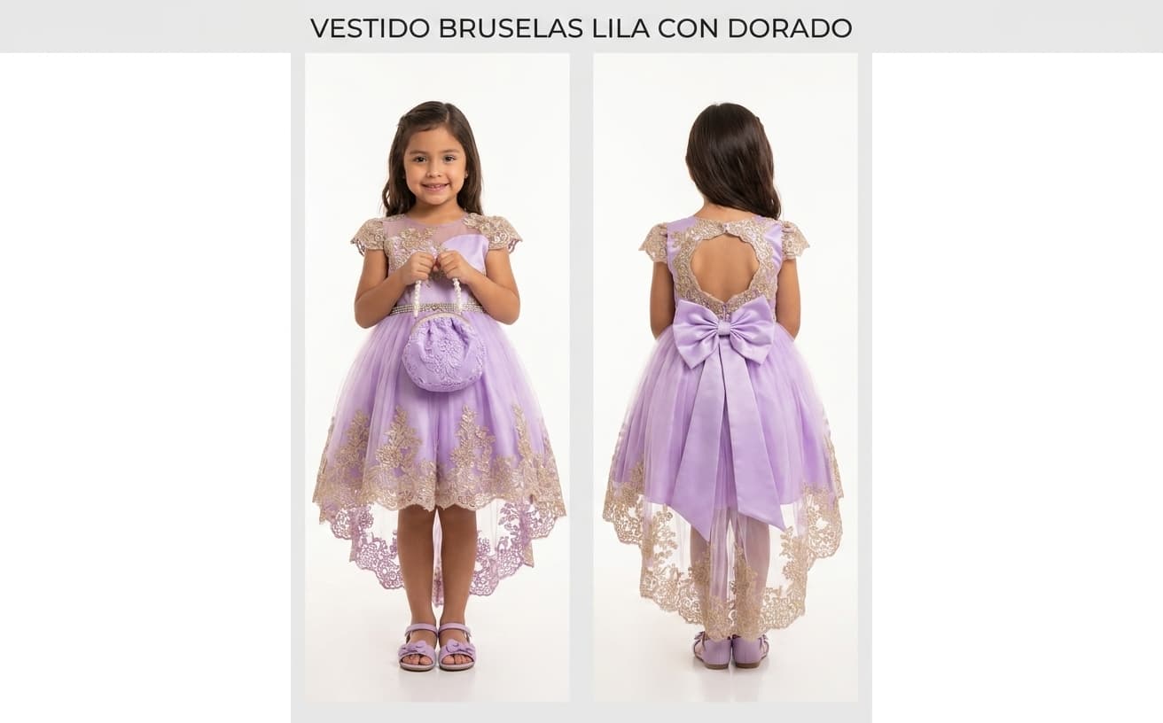 Vestido Bruselas Lila con Dorado — 2,4,6,8