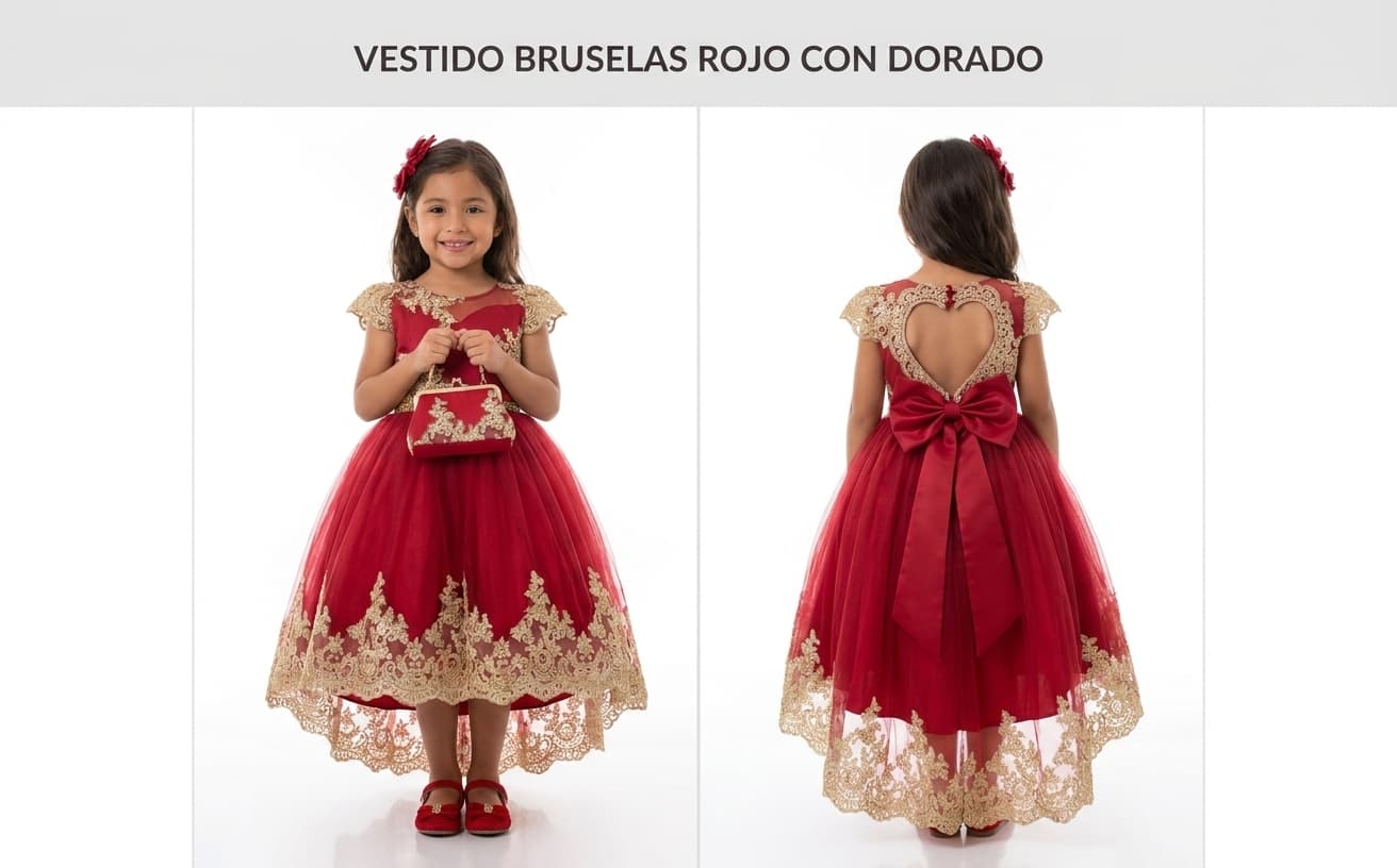 Vestido Bruselas Rojo con Dorado — 2,4,6,8